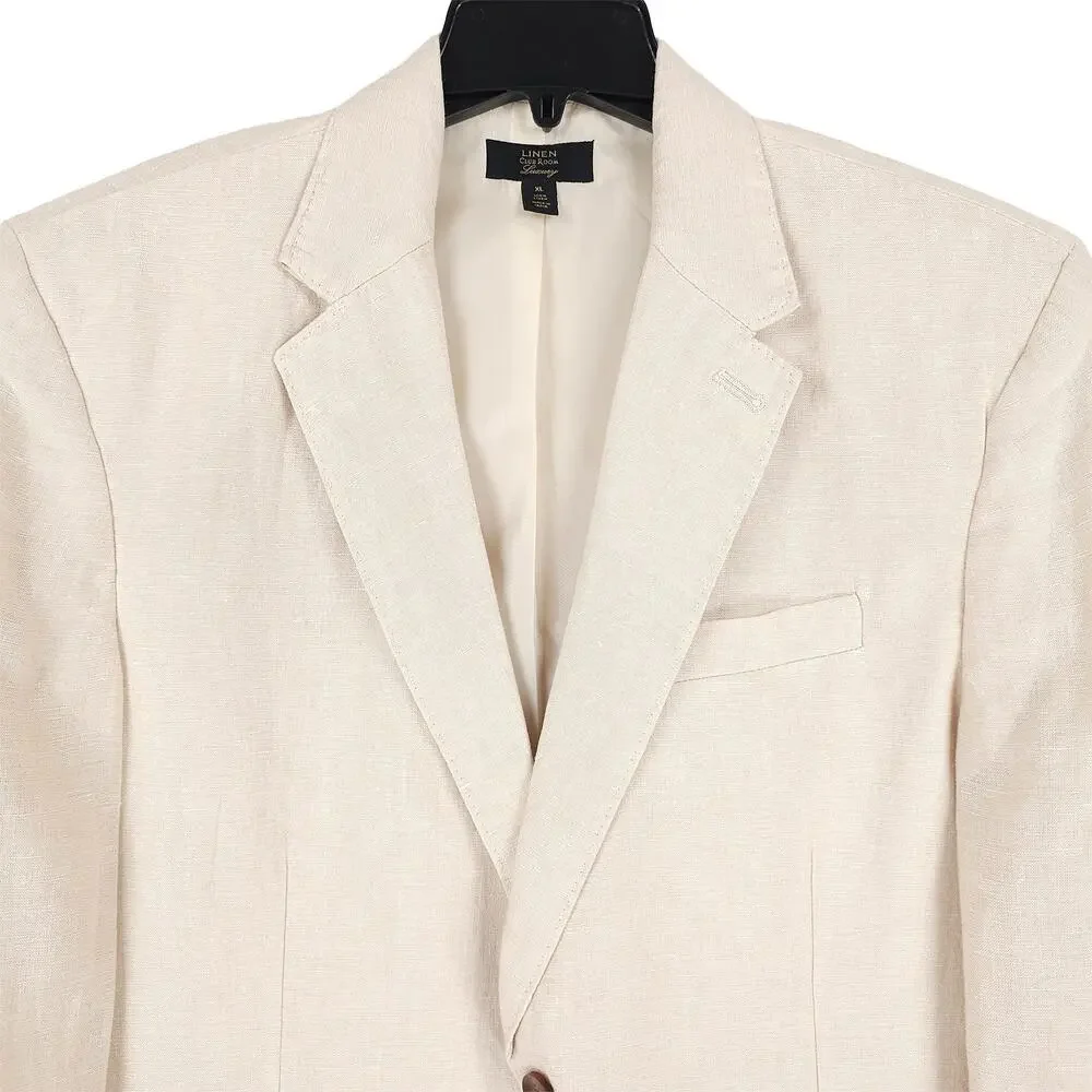 Club Room Luxury Mens Linen Sport Coat Blazer XL Natural Khaki Tan Solid NWT